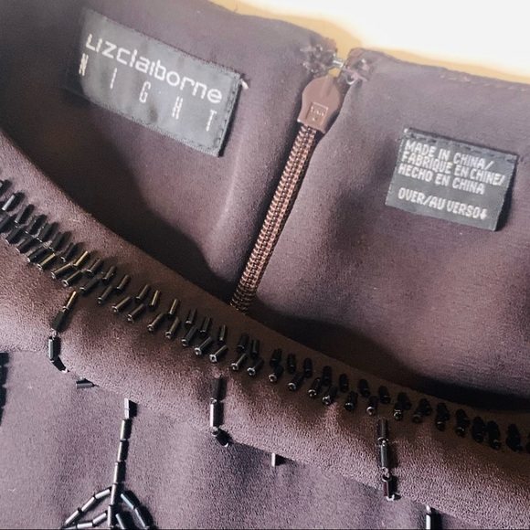 Vintage Liz Claiborne night black short bead Embellished plus 14 women’s dress - Picture 6 of 9